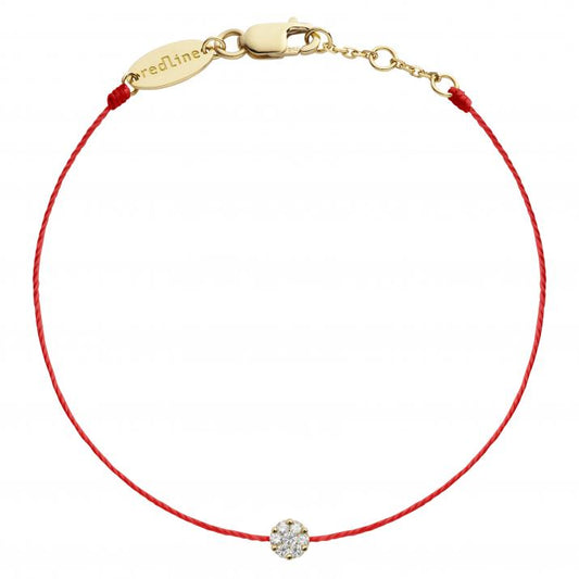 String Bracelet For Women with 0.05ct Round Diamond in Yellow Gold Cluster Setting